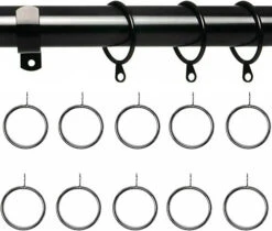 10 Pack Black Nickel Curtain Rings Metal 25mm To 36mm