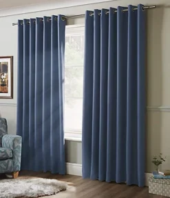 100% Blackout Ring Top Curtains 61" X 90" Blue