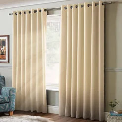 100% Blackout Ring Top Curtains 90" X 72" Cream