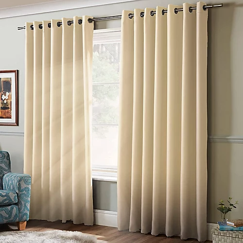 100% Blackout Ring Top Curtains 90" X 72" Cream 3 100% Blackout Ring Top Curtains 90" X 72" Cream