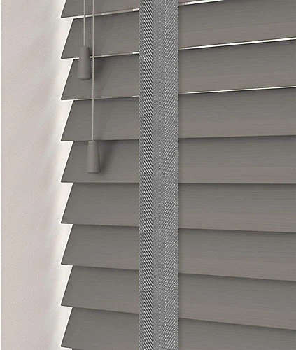 140cm Smooth Grey Faux Wood Venetian With Tapes 130cm Drop 3 140cm Smooth Grey Faux Wood Venetian With Tapes 130cm Drop