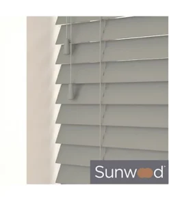 190cm Volcanic Grey Faux Wood Venetian With Strings 130cm Drop