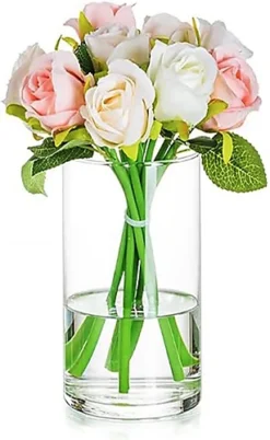 20cm Cylinder Glass Vase For Flowers And Home Boquete Floral Arrangements - Clear Glass Circular Vase