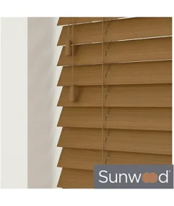 70cm Truffle Faux Wood Venetian With Strings 130cm Drop