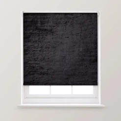 A.Unique Home Premium Trimmable Thermal Crushed Velvet Roller Window Blind - 3FT - Black - 90cm (W) X 170cm (L)