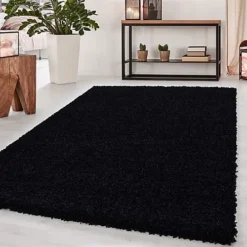 Abaseen 120x170 Cm Black Thick Pile Soft Shaggy Modern Rug