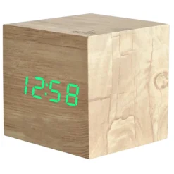Acctim Ark Digital Alarm Clock Crescendo Alarm Sound Activated Date & Temperature Display Ash Wood