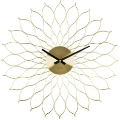 Acctim Helios Large Wall Clock Quartz Geometric Flower Brass Effect Metal Frame 50cm