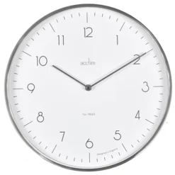 Acctim Madison Wall Clock Quartz Modern Brushed Metal Case Foil Embossed Brushed Steel 35cm