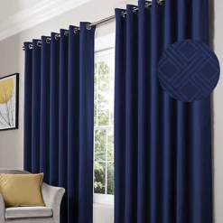 Amond Eyelet Ring Top Curtains Blue 167cm X 137cm