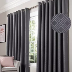 Amond Eyelet Ring Top Curtains Charcoal 117cm X 183cm
