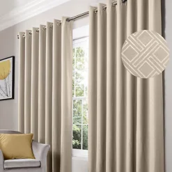 Amond Eyelet Ring Top Curtains Cream 167cm X 137cm