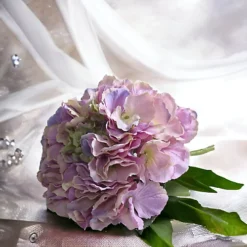 Artificial Silk Hydrangea Stem, Blush Lavender. H42 Cm.