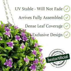 Best Artificial 28cm Purple Lily Hanging Basket Flower Topiary Ball - Suitable For Outdoor Use - Weather & Fade Resistant 9 Best Artificial 28cm Purple Lily Hanging Basket Flower Topiary Ball - Suitable For Outdoor Use - Weather & Fade Resistant -DIY best artificial 28cm purple lily hanging basket flower topiary ball suitable for outdoor use weather fade resistant5060637305911 04c MP