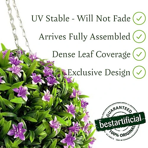 Best Artificial 28cm Purple Lily Hanging Basket Flower Topiary Ball - Suitable For Outdoor Use - Weather & Fade Resistant 6 Best Artificial 28cm Purple Lily Hanging Basket Flower Topiary Ball - Suitable For Outdoor Use - Weather & Fade Resistant - Image 4
