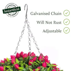 Best Artificial 38cm Pink Lush Tulip Hanging Basket Flower Topiary Ball - Suitable For Outdoor Use - Weather & Fade Resistant -DIY best artificial 38cm pink lush tulip hanging basket flower topiary ball suitable for outdoor use weather fade resistant5060637302224 03c MP