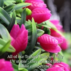 Best Artificial 38cm Pink Lush Tulip Hanging Basket Flower Topiary Ball - Suitable For Outdoor Use - Weather & Fade Resistant -DIY best artificial 38cm pink lush tulip hanging basket flower topiary ball suitable for outdoor use weather fade resistant5060637302224 04c MP