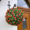 Best Artificial 38cm Red Lily Hanging Basket Flower Topiary Ball - Suitable For Outdoor Use - Weather & Fade Resistant -DIY best artificial 38cm red lily hanging basket flower topiary ball suitable for outdoor use weather fade resistant5060637305997 01c MP
