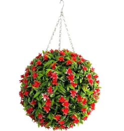 Best Artificial 38cm Red Lily Hanging Basket Flower Topiary Ball - Suitable For Outdoor Use - Weather & Fade Resistant -DIY best artificial 38cm red lily hanging basket flower topiary ball suitable for outdoor use weather fade resistant5060637305997 02c MP