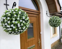 Best Artificial 38cm White Lily Hanging Basket Flower Topiary Ball - Suitable For Outdoor Use - Weather & Fade Resistant -DIY best artificial 38cm white lily hanging basket flower topiary ball suitable for outdoor use weather fade resistant5060637306024 03c MP