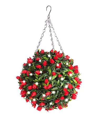 Best Artificial Pre-Lit Outdoor 28cm Red Tulip Hanging Plastic Flower Topiary Ball 3 Best Artificial Pre-Lit Outdoor 28cm Red Tulip Hanging Plastic Flower Topiary Ball