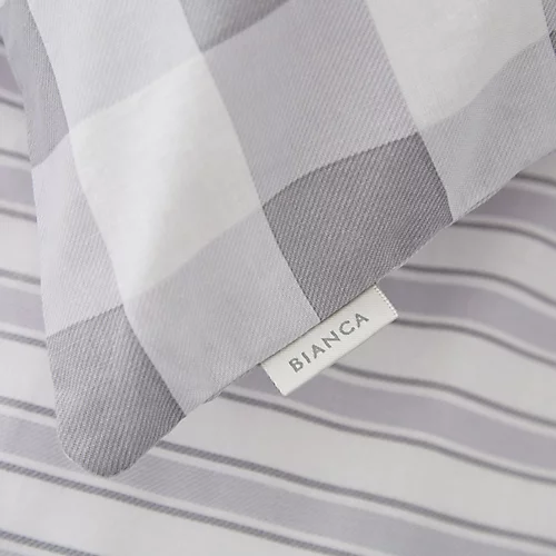 Bianca Fine Linens Bedroom Check And Stripe Fitted Sheet 25cm Depth Grey 4 Bianca Fine Linens Bedroom Check And Stripe Fitted Sheet 25cm Depth Grey - Image 2