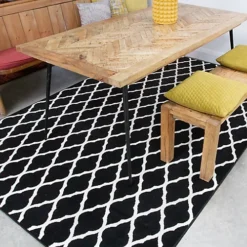 Black White Monochrome Classic Trellis Living Room Rug 190x280cm -DIY black white monochrome classic trellis living room rug 190x280cm5059815617045 02c MP