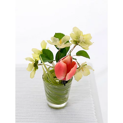 Bloom Artificial Faux Fake Realistic Tulip Flower Arrangement In Glass Vase - Flower Of The Month April - Measures H10cm 4 Bloom Artificial Faux Fake Realistic Tulip Flower Arrangement In Glass Vase - Flower Of The Month April - Measures H10cm - Image 2