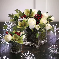 Bloom Artificial Fezziwig Large Rose Cube Arrangement In Vase - Faux Flower Centrepiece Floral Home Decoration - H20 X W20cm -DIY bloom artificial fezziwig large rose cube arrangement in vase faux flower centrepiece floral home decoration h20 x w20cm5053335812980 03c MP