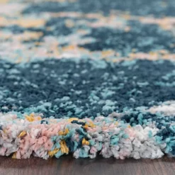 Blue Ochre Bold Distressed Abstract Shaggy Living Area Rug 160x230cm -DIY blue ochre bold distressed abstract shaggy living area rug 160x230cm5059815593059 04c MP