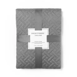 Brentfords Geo Pinsonic Blanket Throw Quilted Bedspread, Charcoal - 200 X 240cm
