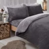 Brentfords Reversible Teddy Duvet Cover With Pillowcase, Charcoal Grey - King -DIY brentfords reversible teddy duvet cover with pillowcase charcoal grey king5027434010967 01c MP
