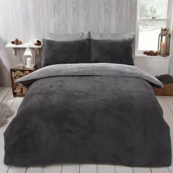 Brentfords Reversible Teddy Duvet Cover With Pillowcase, Charcoal Grey - King 9 Brentfords Reversible Teddy Duvet Cover With Pillowcase, Charcoal Grey - King -DIY brentfords reversible teddy duvet cover with pillowcase charcoal grey king5027434010967 04c MP