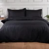 Brentfords Satin Stripe Quilt Duvet Cover With Pillowcase Set Single Double King, Black - Double -DIY brentfords satin stripe quilt duvet cover with pillowcase set single double king black double5027434097036 01c MP