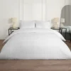 Brentfords Satin Stripe Quilt Duvet Cover With Pillowcase Set Single Double King, White - Double -DIY brentfords satin stripe quilt duvet cover with pillowcase set single double king white double5027434096992 01c MP