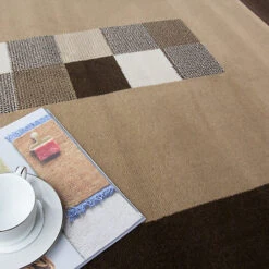 Brown Bordered Geometric Living Room Rug 60x110cm -DIY brown bordered geometric living room rug 60x110cm5059815618639 03c MP