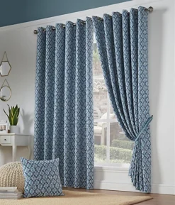 Camb 90" X 90" Blue (Ring Top Curtains)