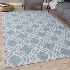 Carina Collection Modern Washable Rugs In Blue 6903