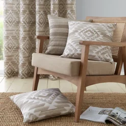 Catherine Lansfield Living Aztec Geo Cotton 45x45cm Cushion Cover 3 Pack Natural