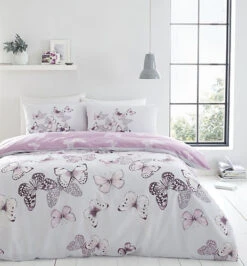 Catherine Lansfield Scatter Butterfly Duvet Cover Set With Pillowcases Heather