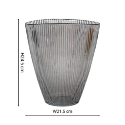 Charcoal Ribbed Vase H24.5Cm W21.5Cm