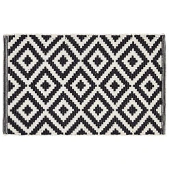 Colours Harrieta Black & White Diamond Door Mat, 75cm X 45cm