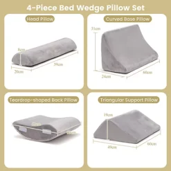 Costway 4pcs Bed Wedge Pillow Set Adjustable Bed Wedge Memory Foam Pillow Washable Cover 9 Costway 4pcs Bed Wedge Pillow Set Adjustable Bed Wedge Memory Foam Pillow Washable Cover -DIY costway 4pcs bed wedge pillow set adjustable bed wedge memory foam pillow washable cover6085650683524 04c MP