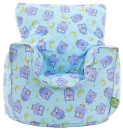 Cotton Blue Owl Bean Bag Arm Chair With Beans Child / Teen Size