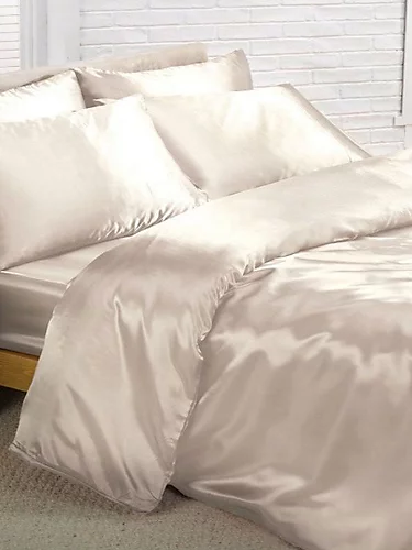 Cream Satin Super King Duvet Cover, Fitted Sheet And 4 Pillowcases Set 3 Cream Satin Super King Duvet Cover, Fitted Sheet And 4 Pillowcases Set