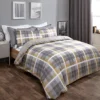 Dreamscene Denim Check Duvet Cover With Pillowcase, Ochre - Superking -DIY dreamscene denim check duvet cover with pillowcase ochre superking5027434005932 01c MP
