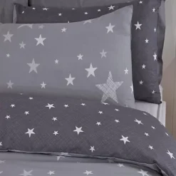 Dreamscene Galaxy Stars Duvet Cover With Pillowcase Kids Bedding Set Silver Grey, Silver Grey Charcoal Stars - Double -DIY dreamscene galaxy stars duvet cover with pillowcase kids bedding set silver grey silver grey charcoal stars double5027434126811 02c MP