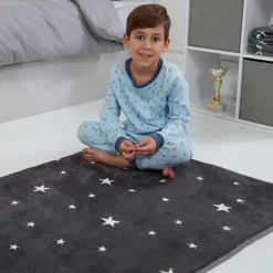 Dreamscene Star Print Rug Anti-Slip/Skid Non-Shed Carpet, Charcoal - 80 X 150cm -DIY dreamscene star print rug anti slip skid non shed carpet charcoal 80 x 150cm5027434011346 03c MP