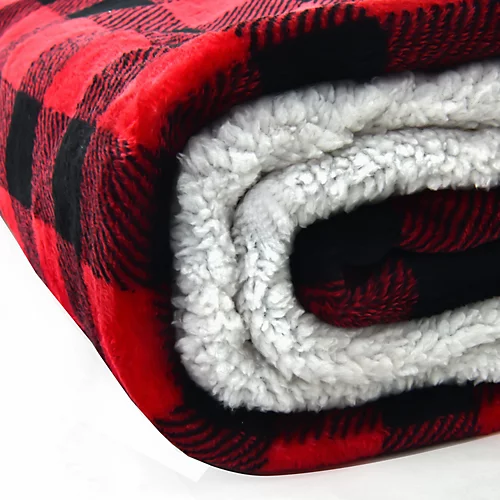 EHC Check Design Super Soft Warm Sherpa Fleece Wearable Hooded Blanket Throw -130 X 180 Cm , Red & Black 6 EHC Check Design Super Soft Warm Sherpa Fleece Wearable Hooded Blanket Throw -130 X 180 Cm , Red & Black - Image 4