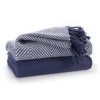 EHC Luxury Pack Of 2 Chevron Cotton Single Sofa Throw Blanket, 125x 150cms - Navy Blue -DIY ehc luxury pack of 2 chevron cotton single sofa throw blanket 125x 150cms navy blue5060397398543 01c MP